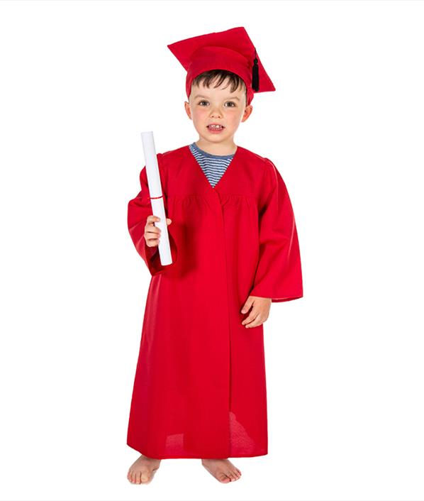 Graduation Gown Uniform Set in Red ‘Congratulations!’ | Years 3/5