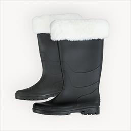 Santa Claus Black Wellies with Fur Trim