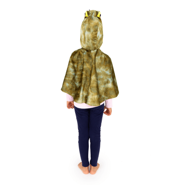 Reverse of the Crocodile outfit. The yellow acrylic crocodile eye detailing's are visible from the back, mimicking the real-life reptile.